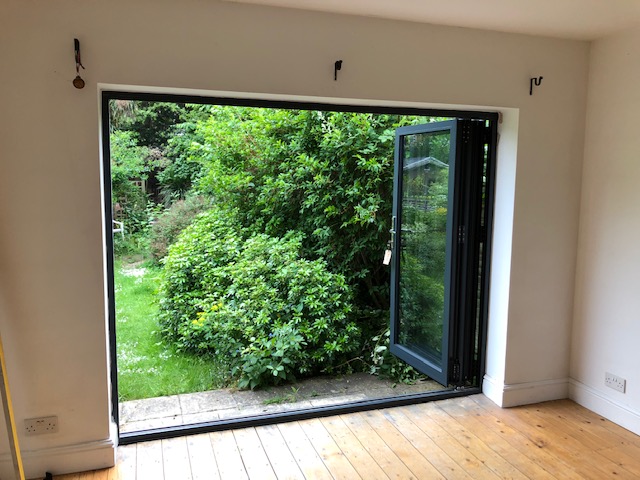 Grey Aluminium Bi-fold Doors, Peckham, London